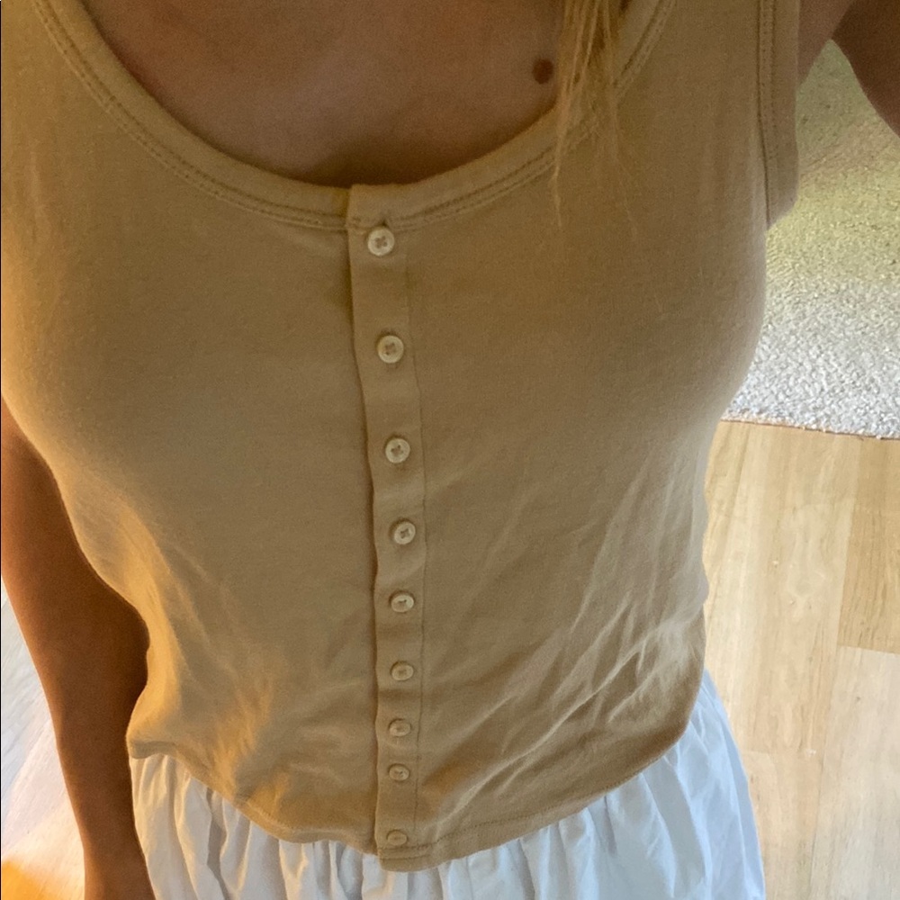 Super soft Tan Crop button Front Tank Top